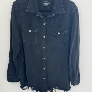 American Bazi Black Denim Jacket